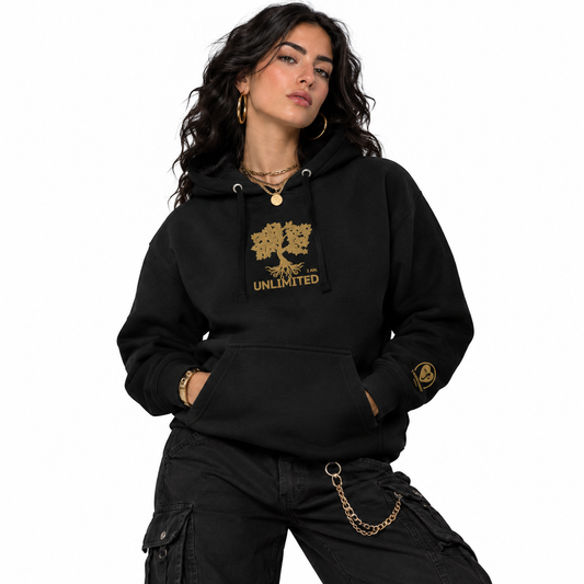 I Am Unlimited Gold Tree - Premium Embroidered Unisex Hoodie