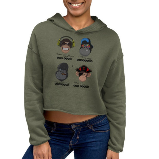 Movieset Monkeys - Printed Crop Top Hoodie