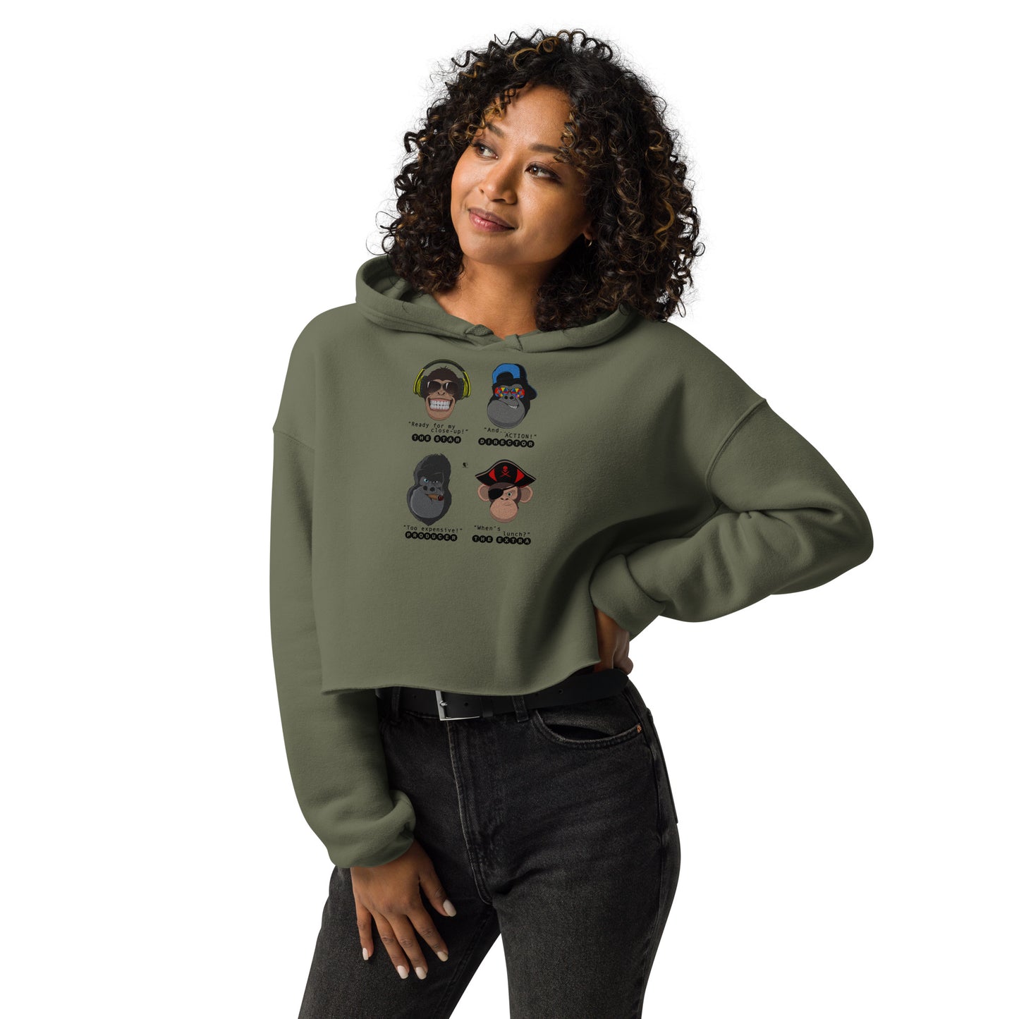 Movieset Monkeys - Printed Crop Top Hoodie