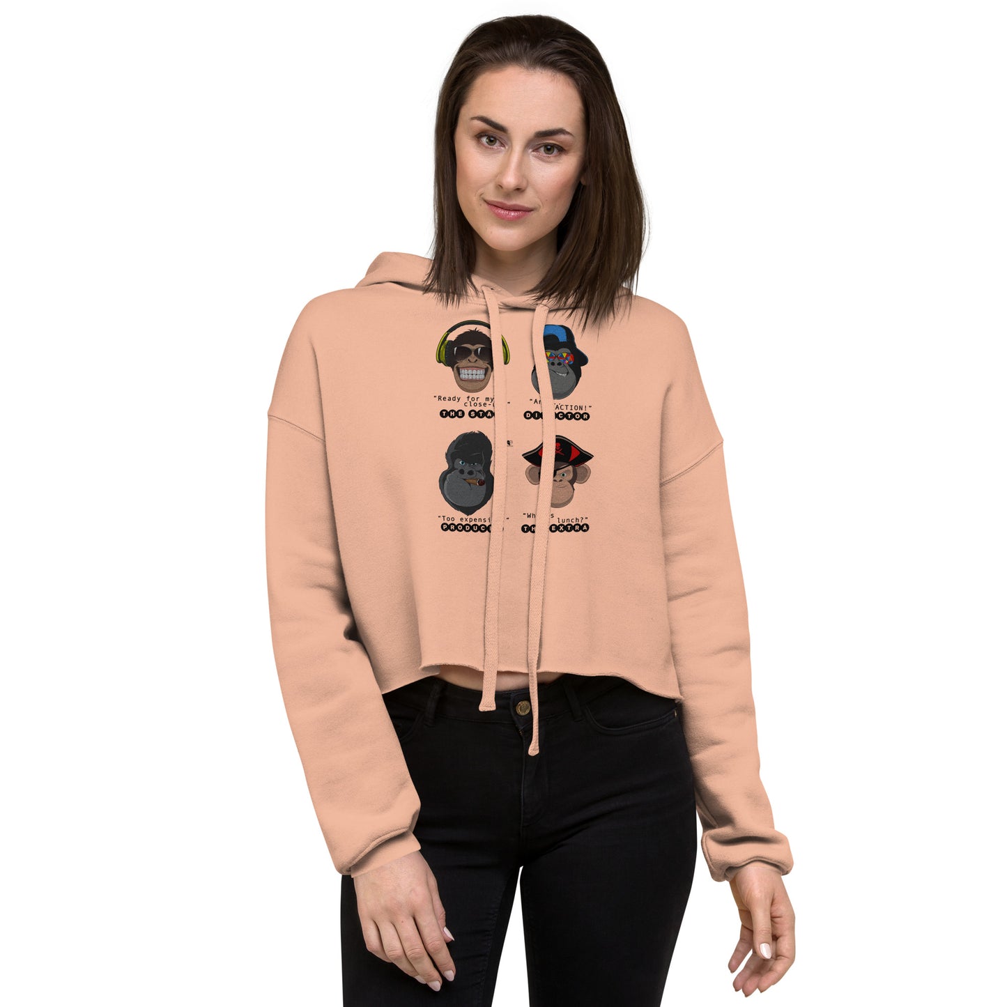 Movieset Monkeys - Printed Crop Top Hoodie