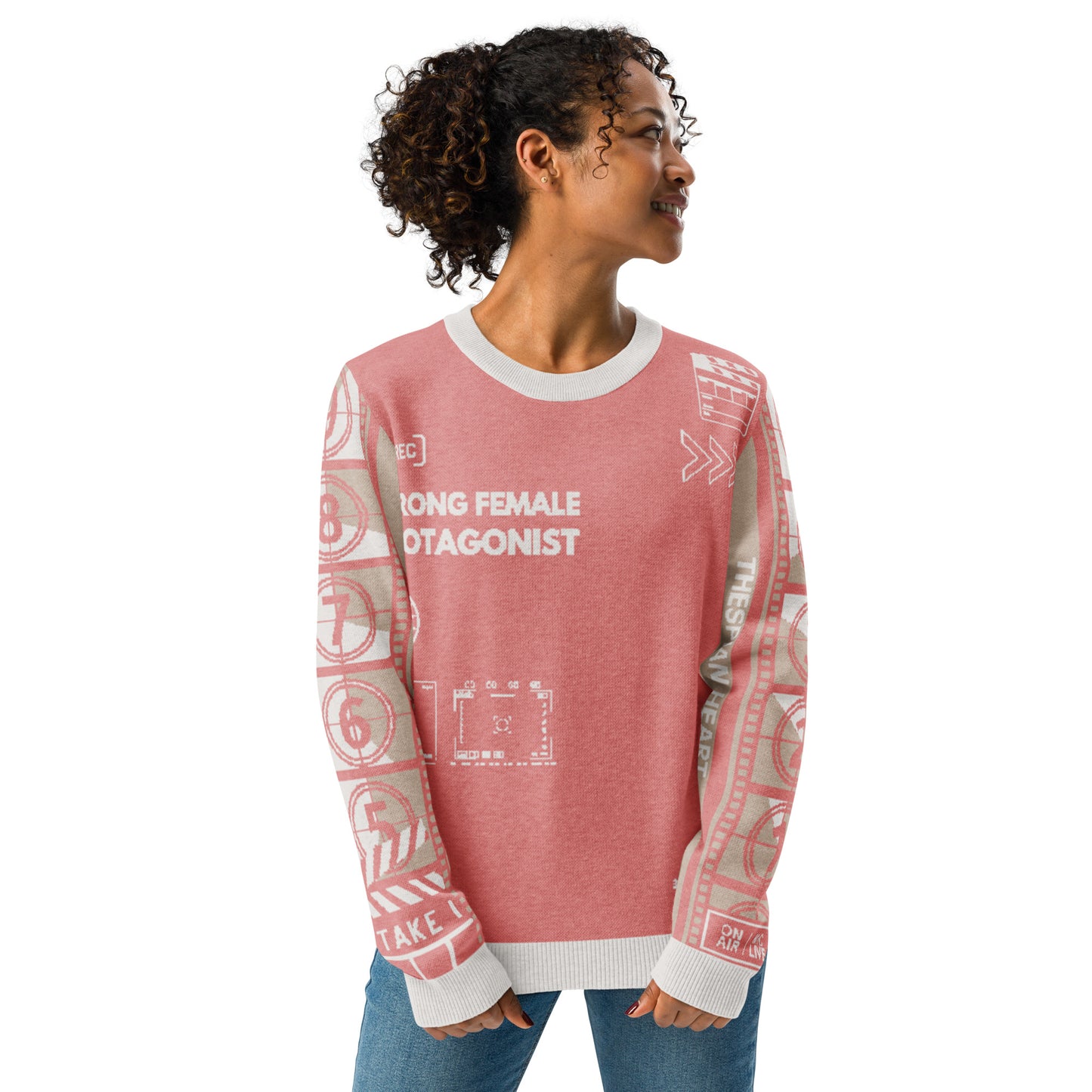Strong Female Protagonist Pink Knitted Crew Neck sweater