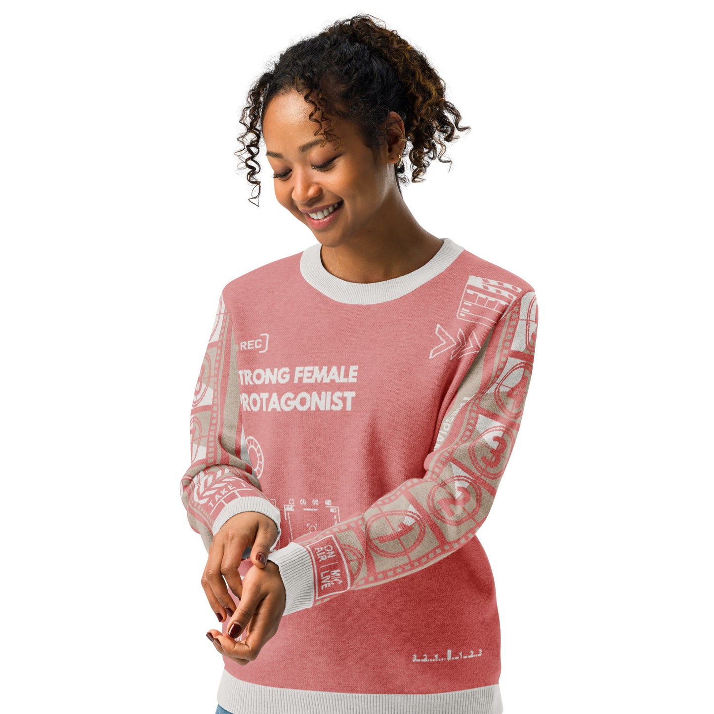 Strong Female Protagonist Pink Knitted Crew Neck sweater