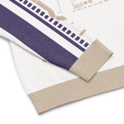 Purple White Strong Female Protagonist  Knitted Crew Neck Sweater