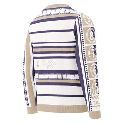 Purple White Strong Female Protagonist  Knitted Crew Neck Sweater