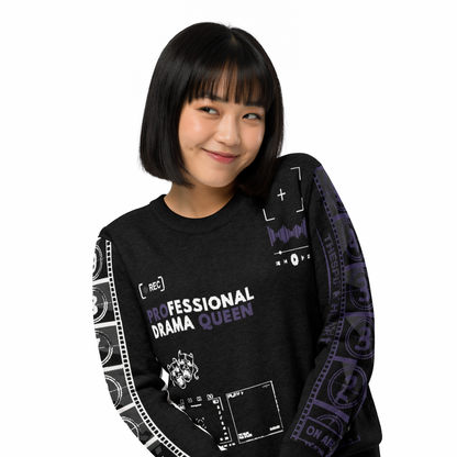 Countdown Sleeves: Professional Drama Queen Purple Knitted Crew Neck Sweater