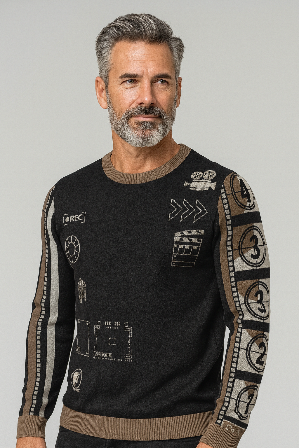 Record: Film Lover Movie Knitted Crew Neck Sweater