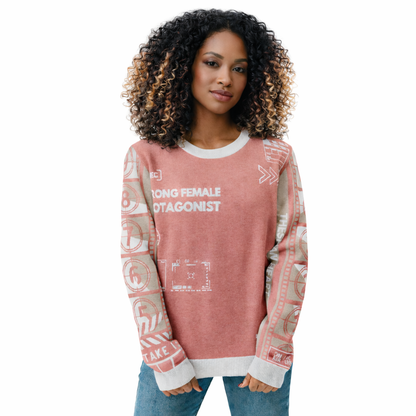 Record: Strong Female Protagonist Pink Knitted Crew Neck sweater