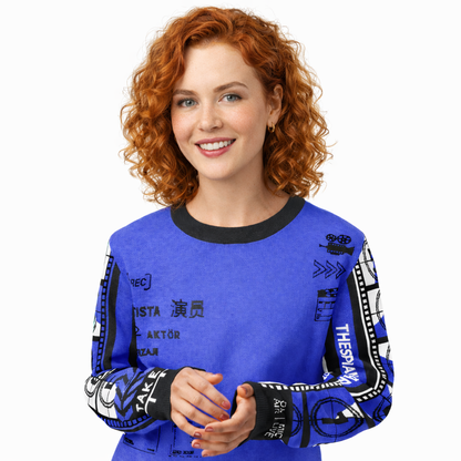 Record: Actor in Languages Royal Blue Knitted crew neck sweater