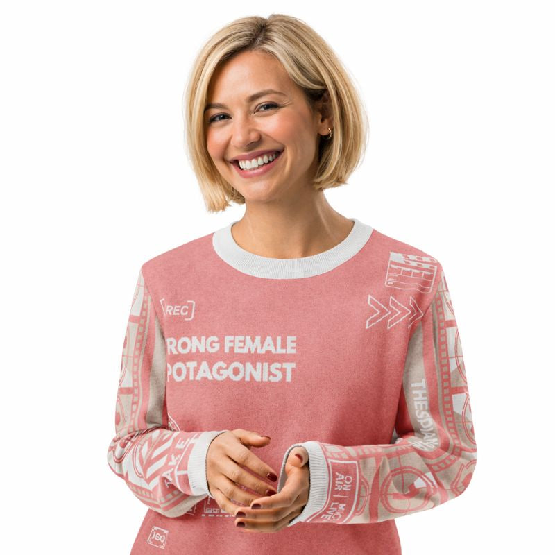 Record: Strong Female Protagonist Pink Knitted Crew Neck sweater