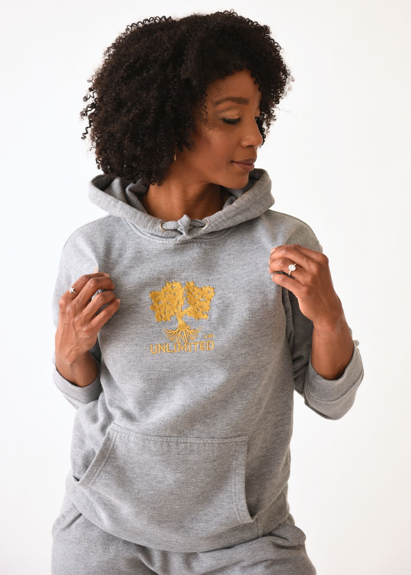 I Am Unlimited Gold Tree - Premium Embroidered Unisex Hoodie