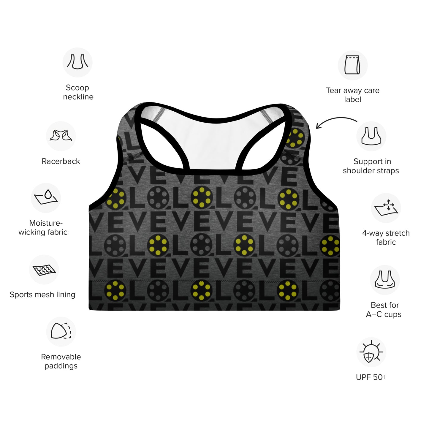 Love Movies Filmmaking - Padded Sports Bra