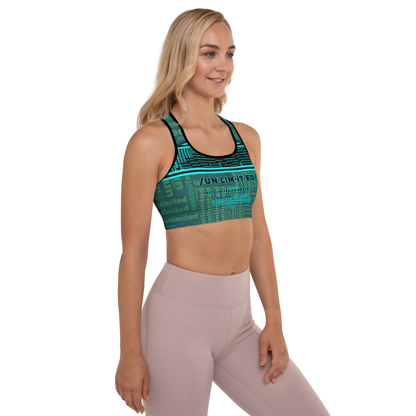 Unlimited Green - Padded Sports Bra