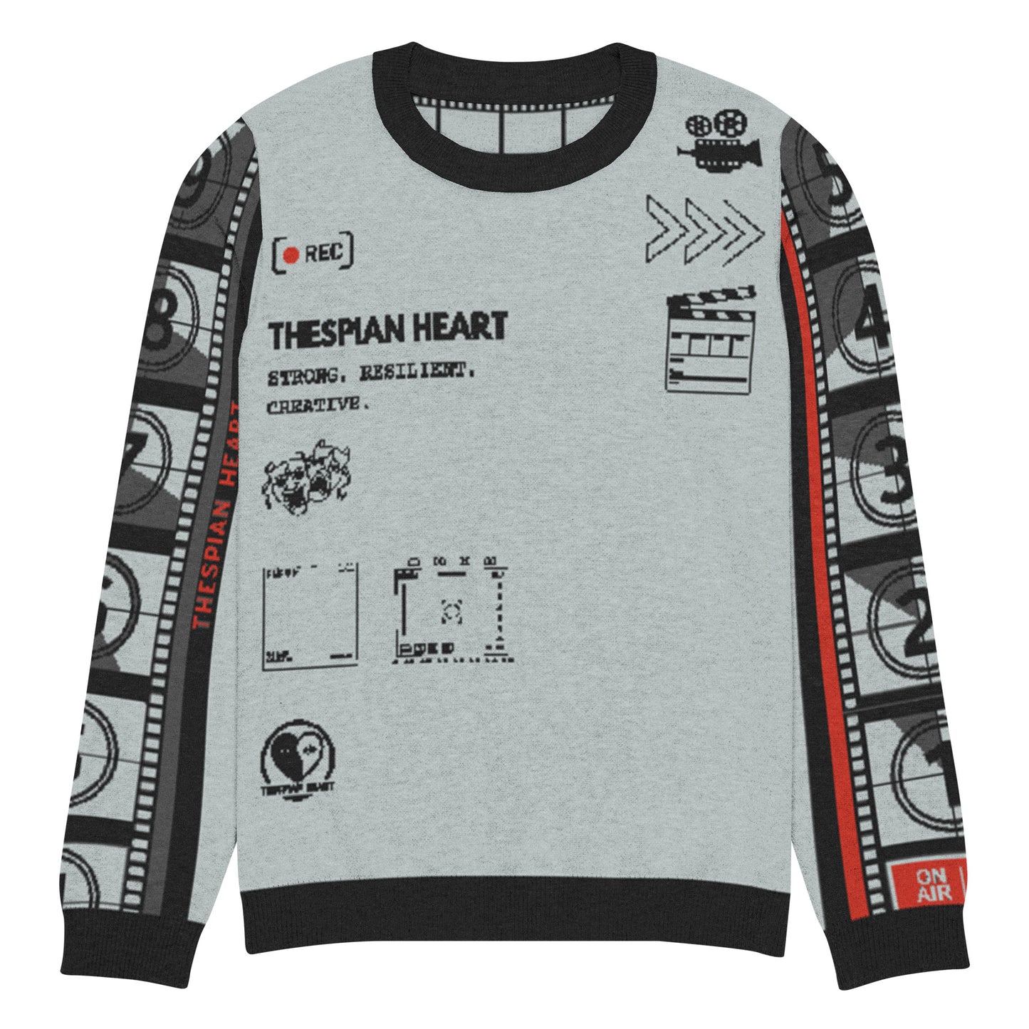 Record: Film Strong Resilient Creative. Thespian Logo Knitted crew neck sweater