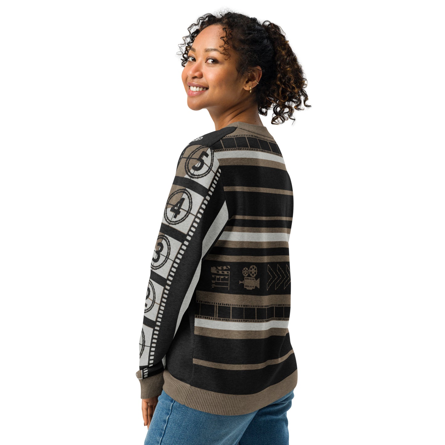 Record: Film Lover Movie Knitted Crew Neck Sweater