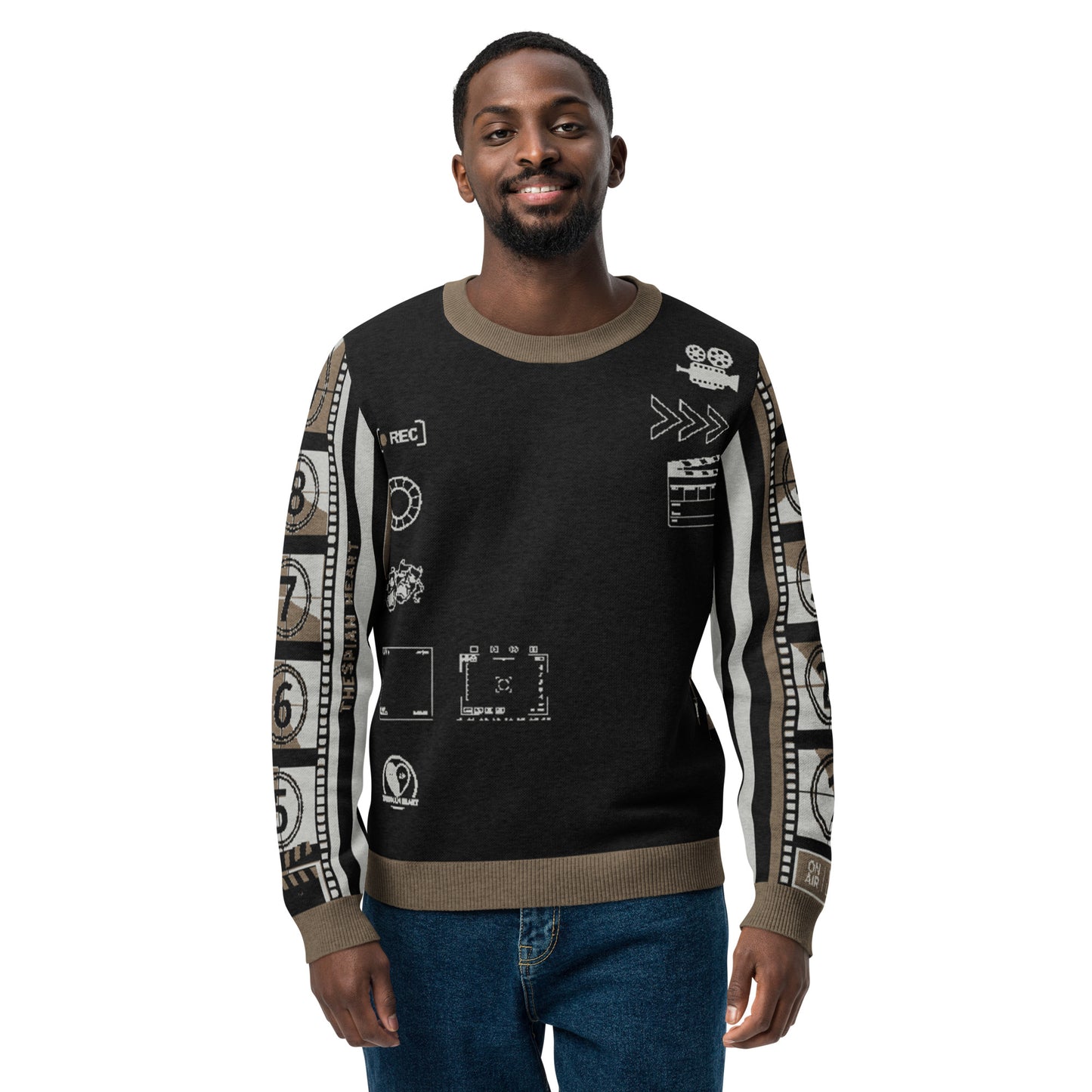 Record: Film Lover Movie Knitted Crew Neck Sweater