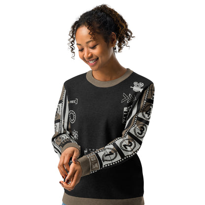 Record: Film Lover Movie Knitted Crew Neck Sweater