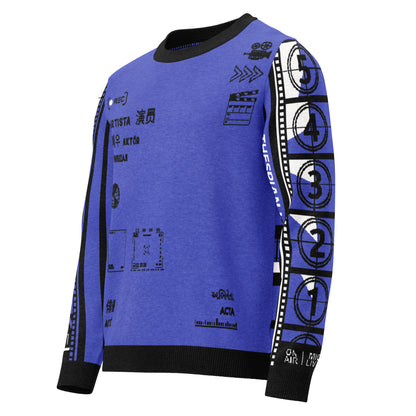 Record: Actor in Languages Royal Blue Knitted crew neck sweater