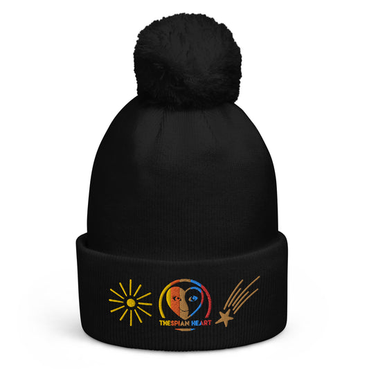 Thespian Heart Logo - Embroidered Pom Pom Beanie