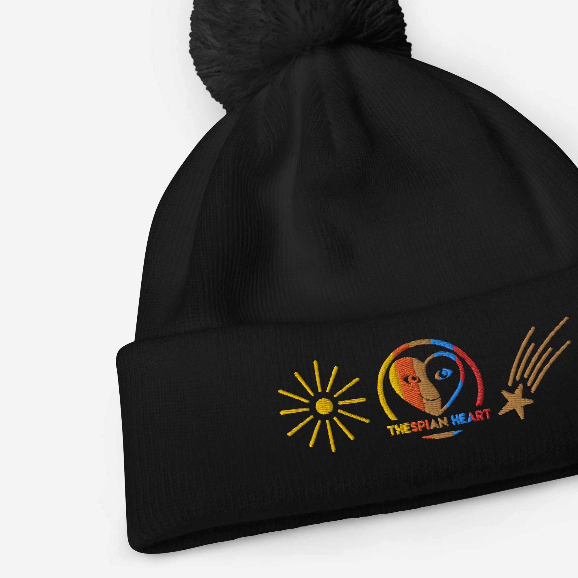 Thespian Heart Logo - Embroidered Pom Pom Beanie