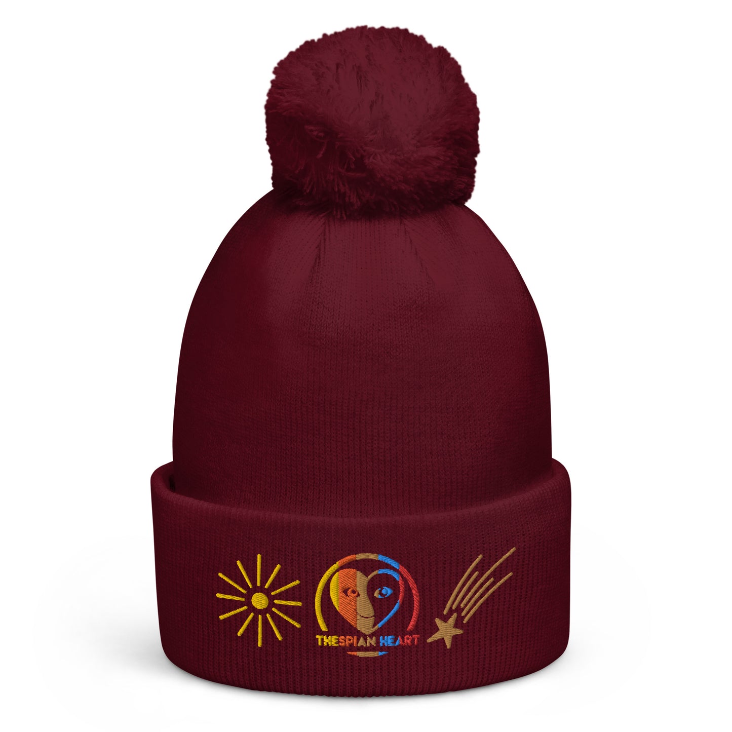 Thespian Heart Logo - Embroidered Pom Pom Beanie