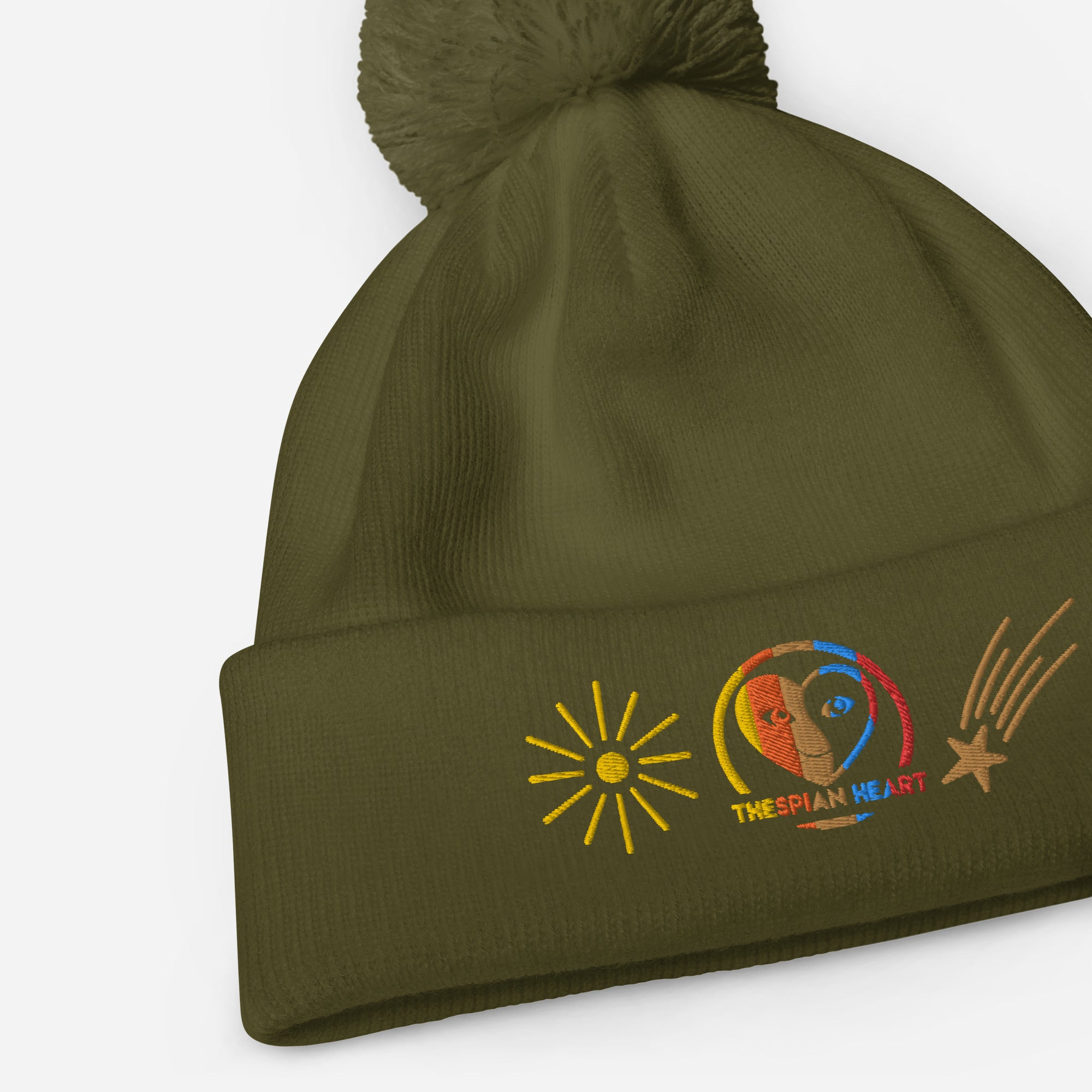 Thespian Heart Logo - Embroidered Pom Pom Beanie