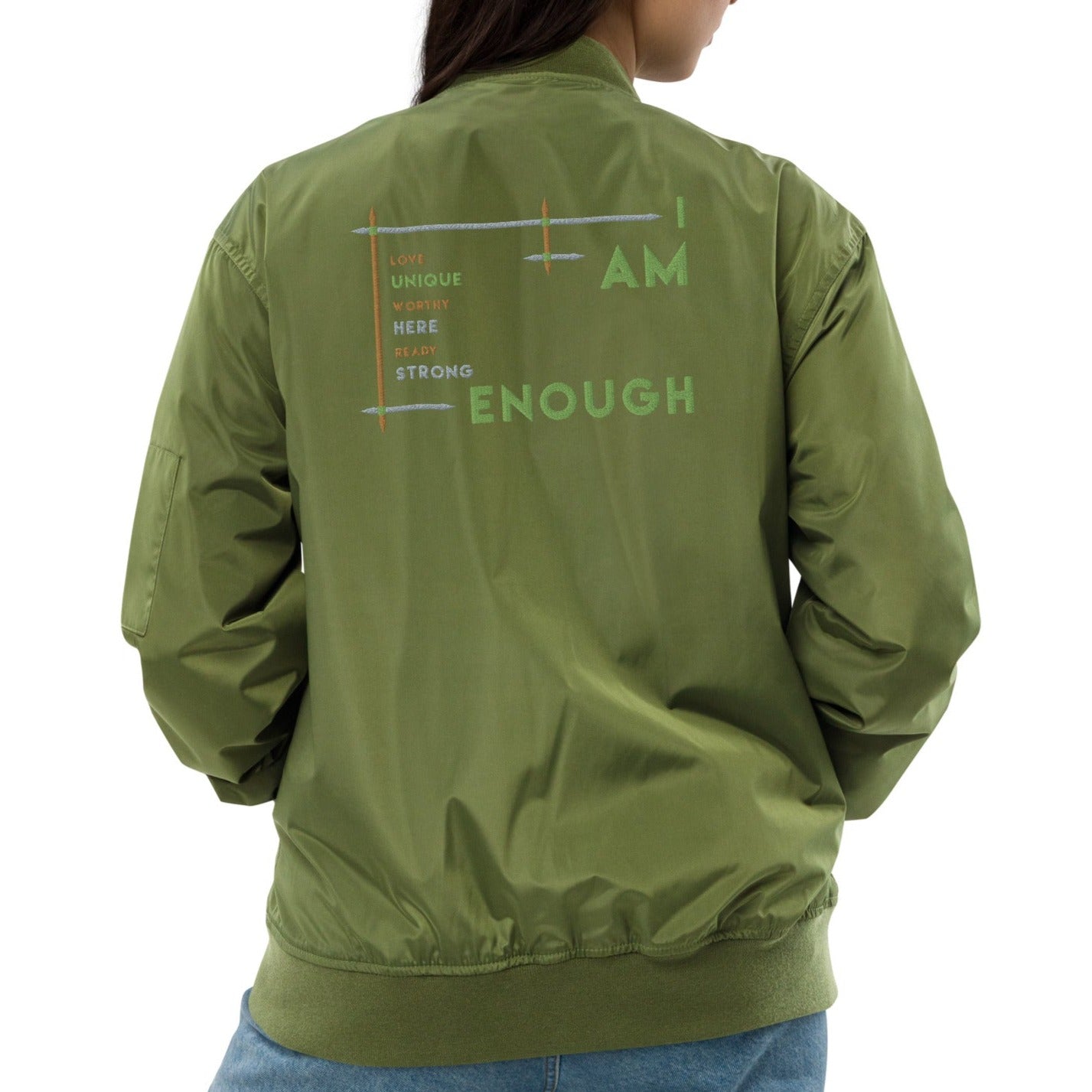 I Am Enough - Colorful Premium Recycled Bomber Jacket