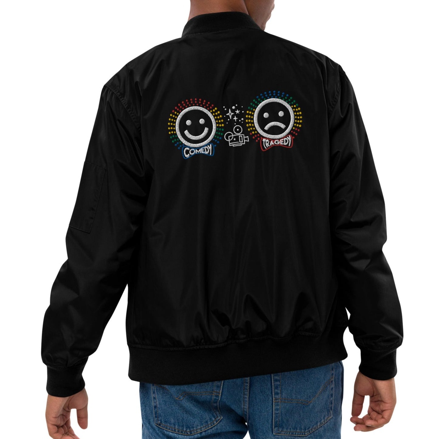 Comedy Tragedy Drama Masks - Colorful Premium Recycled Bomber Jacket