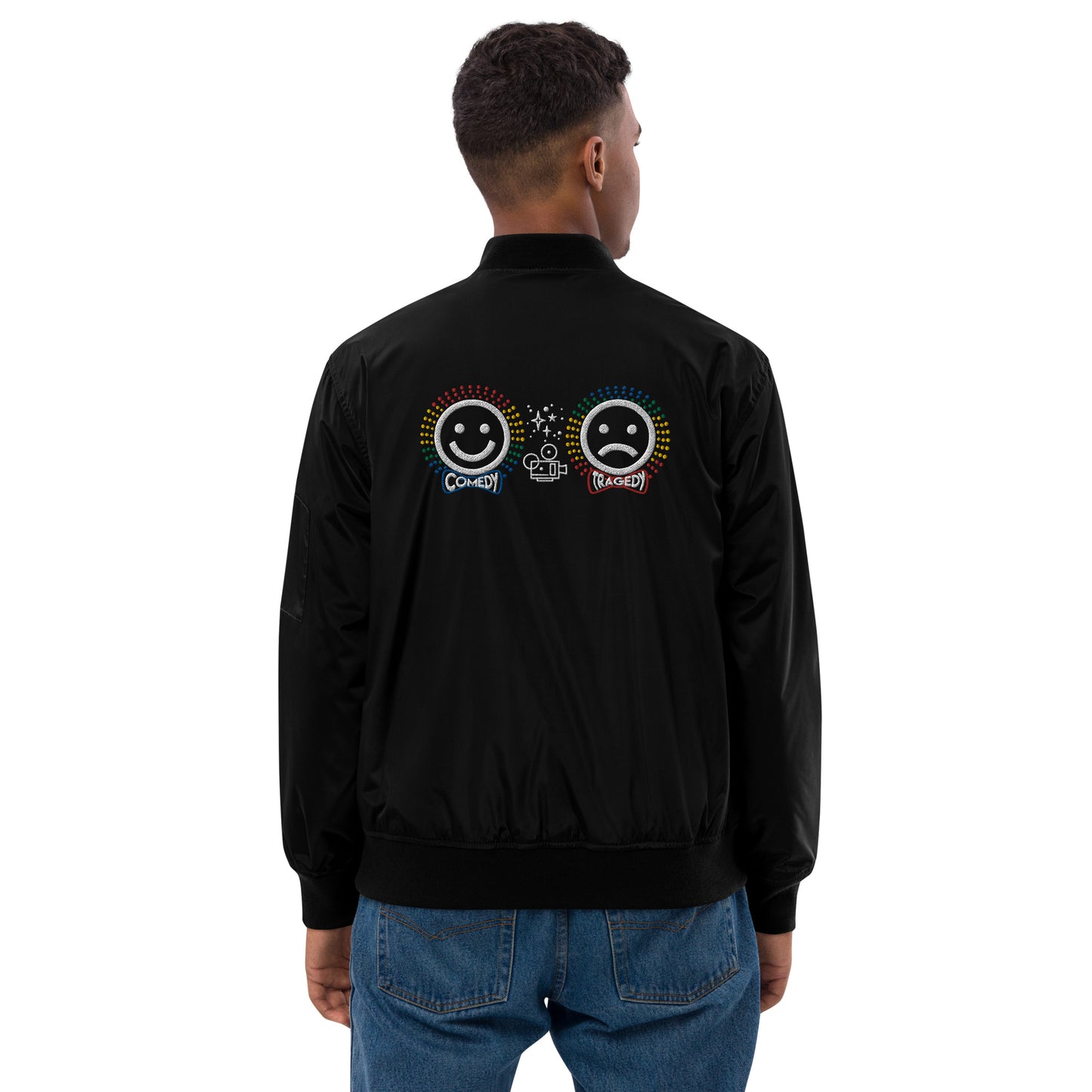 Comedy Tragedy Drama Masks - Colorful Premium Recycled Bomber Jacket