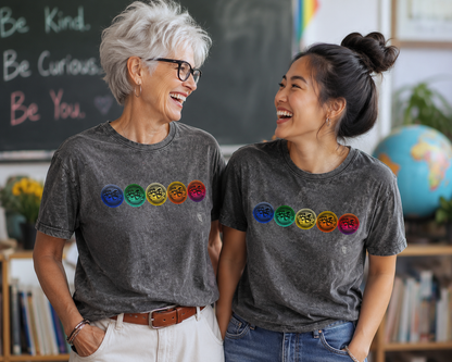 Drama Masks Colorful Denim T-Shirt