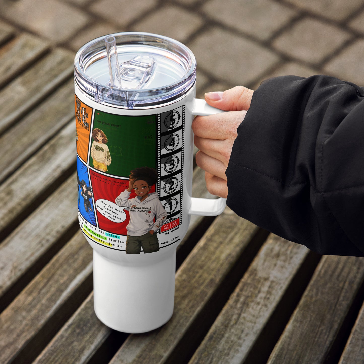 Wear Your Story 40oz Travel mug with a handle