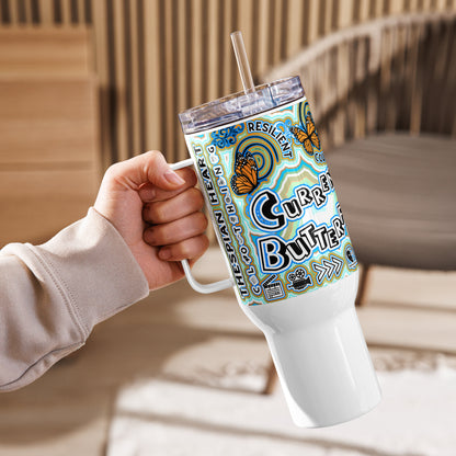 Currently Butterfly 40 oz Travel Mug with a handle