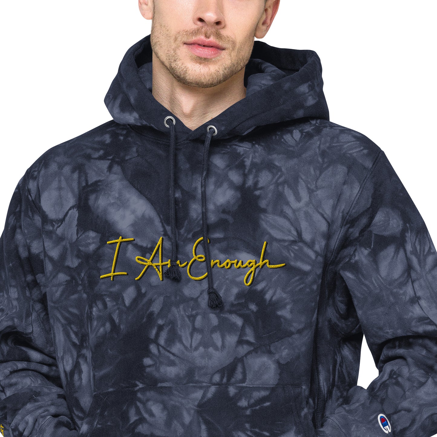 I Am Enough - Embroidered Unisex Champion Tie-Dye THICK Hoodie