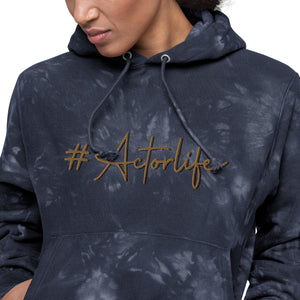 #Actorlife - Embroidered Gold Unisex Champion tie-dye hoodie