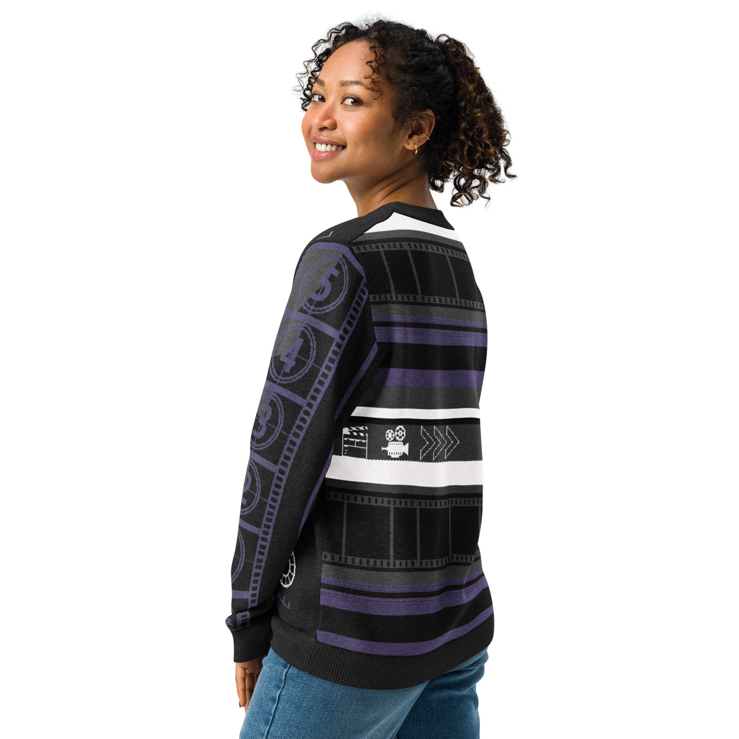 Countdown Sleeves: Professional Drama Queen Purple Knitted Crew Neck Sweater