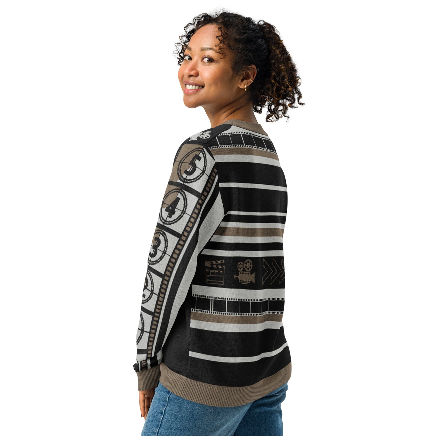 Countdown Sleeves: Film Love Black Knitted Crew Neck Sweater