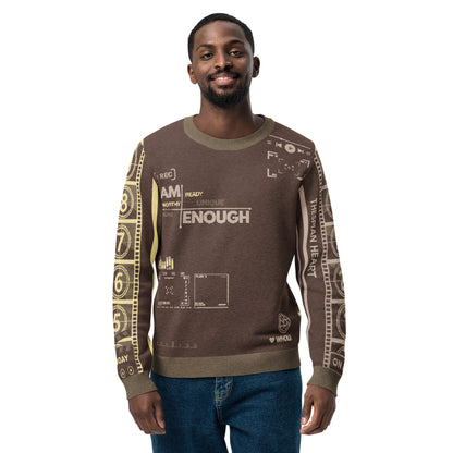Countdown Sleeves: I Am Enough Brown Knitted Crew Neck Sweater