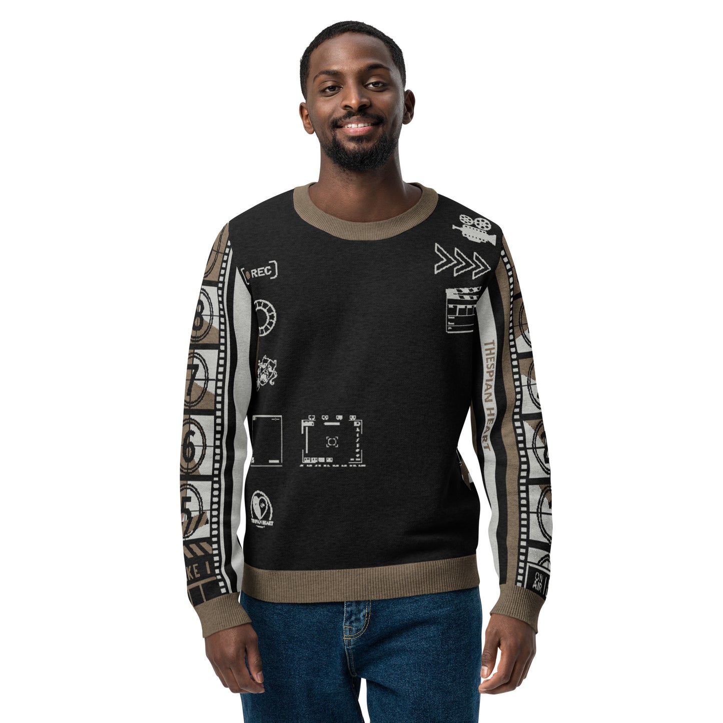 Countdown Sleeves: Film Love Black Knitted Crew Neck Sweater
