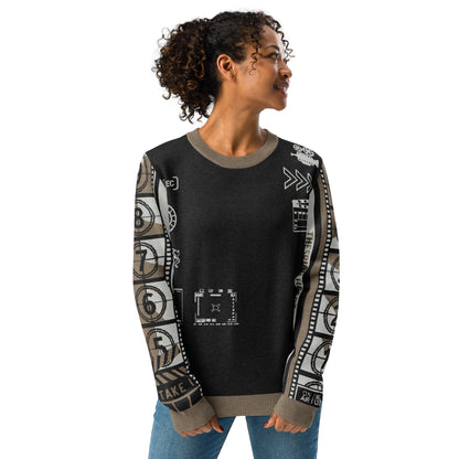 Countdown Sleeves: Film Love Black Knitted Crew Neck Sweater