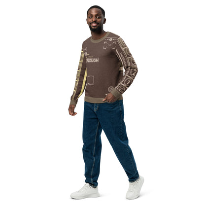 Countdown Sleeves: I Am Enough Brown Knitted Crew Neck Sweater