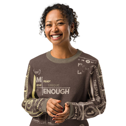 Countdown Sleeves: I Am Enough Brown Knitted Crew Neck Sweater