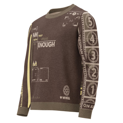 Countdown Sleeves: I Am Enough Brown Knitted Crew Neck Sweater