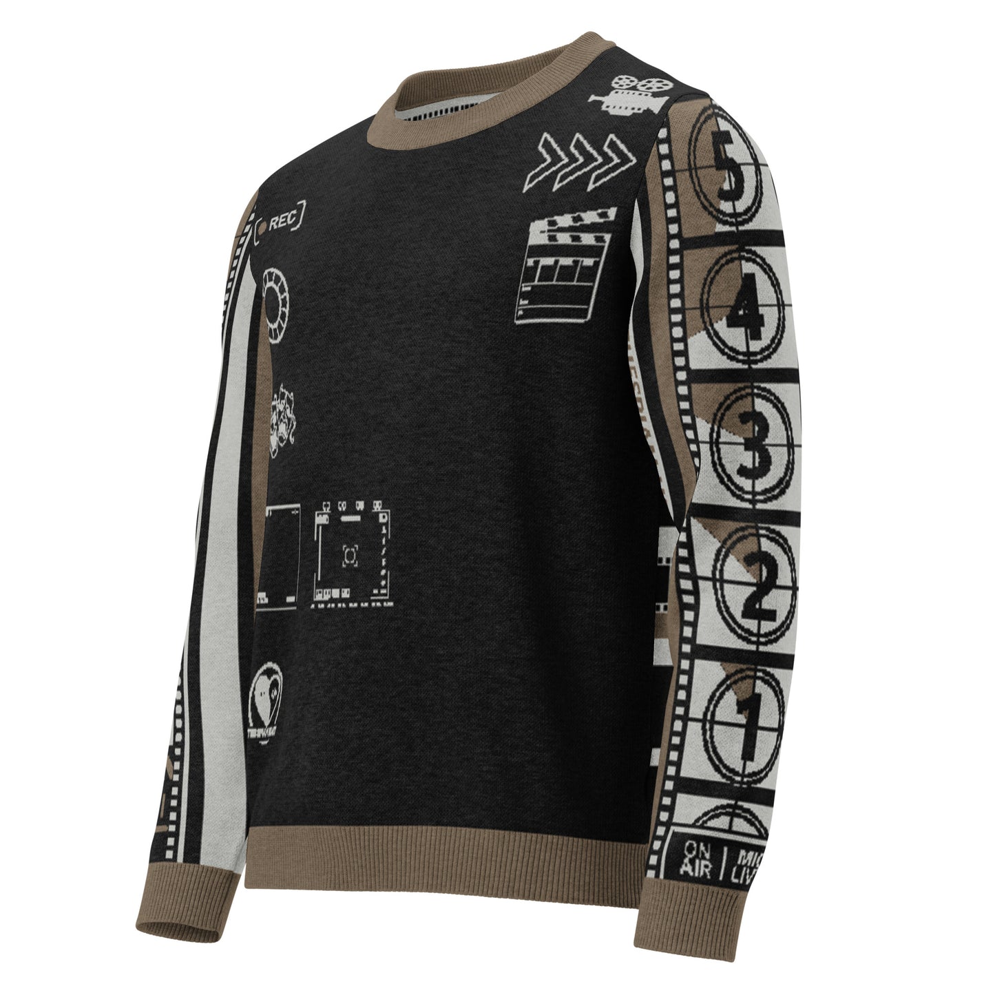 Countdown Sleeves: Film Love Black Knitted Crew Neck Sweater