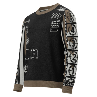 Countdown Sleeves: Film Love Black Knitted Crew Neck Sweater