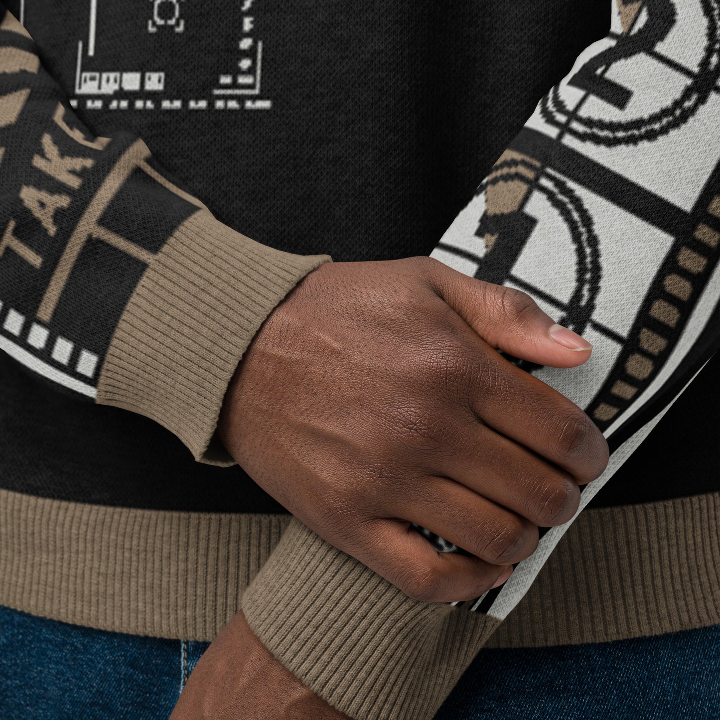 Countdown Sleeves: Film Love Black Knitted Crew Neck Sweater