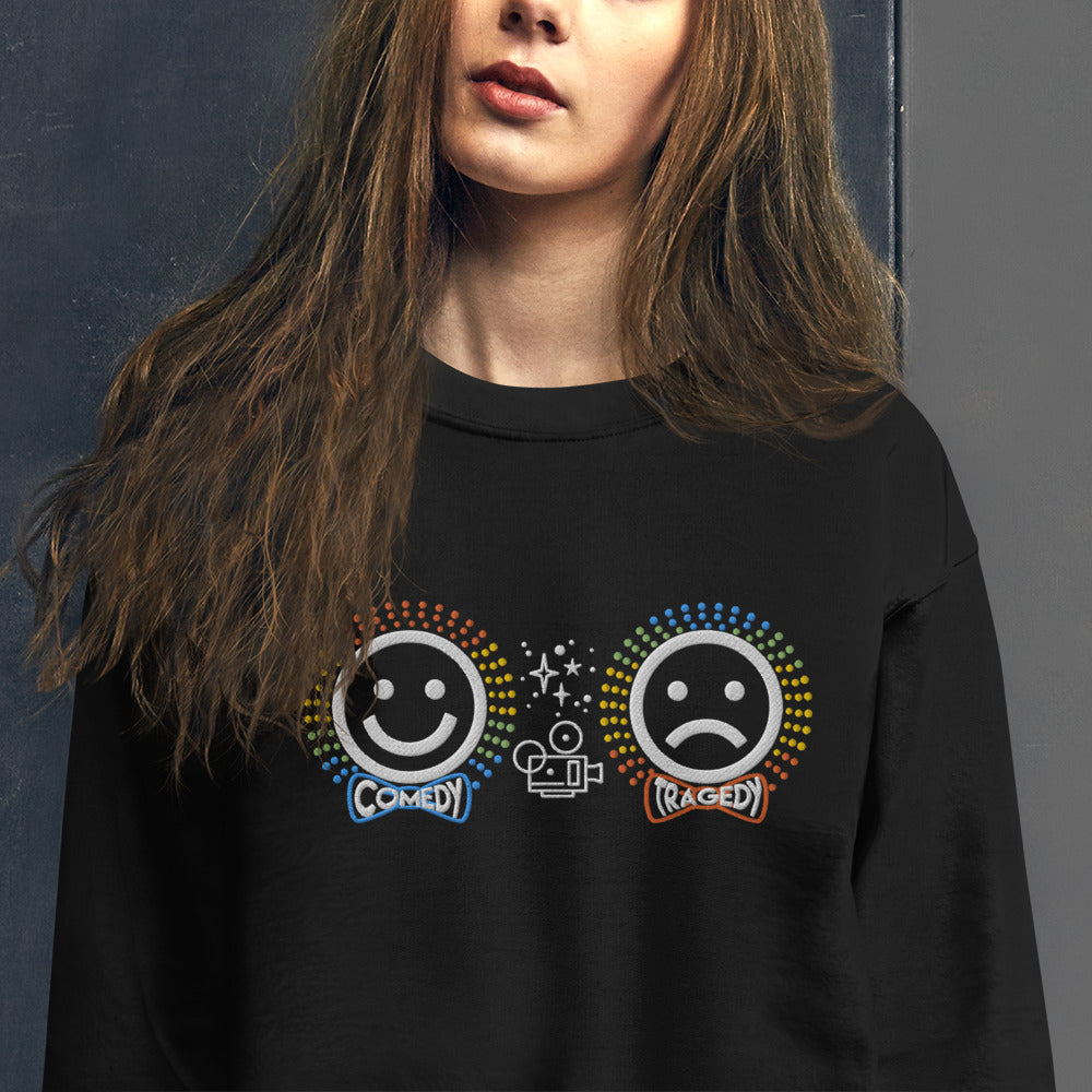 Comedy Tragedy  - Embroidered Staple Unisex Crewneck Sweatshirt