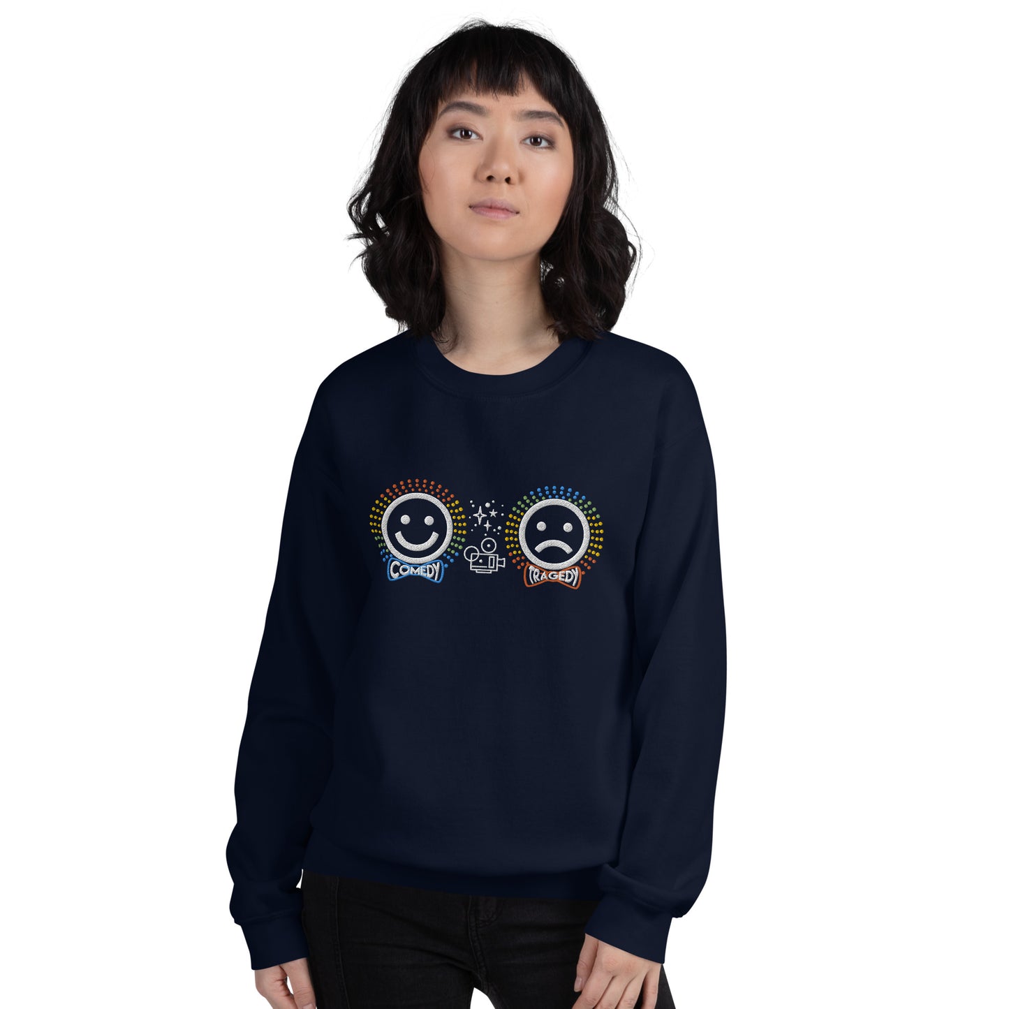 Comedy Tragedy  - Embroidered Staple Unisex Crewneck Sweatshirt