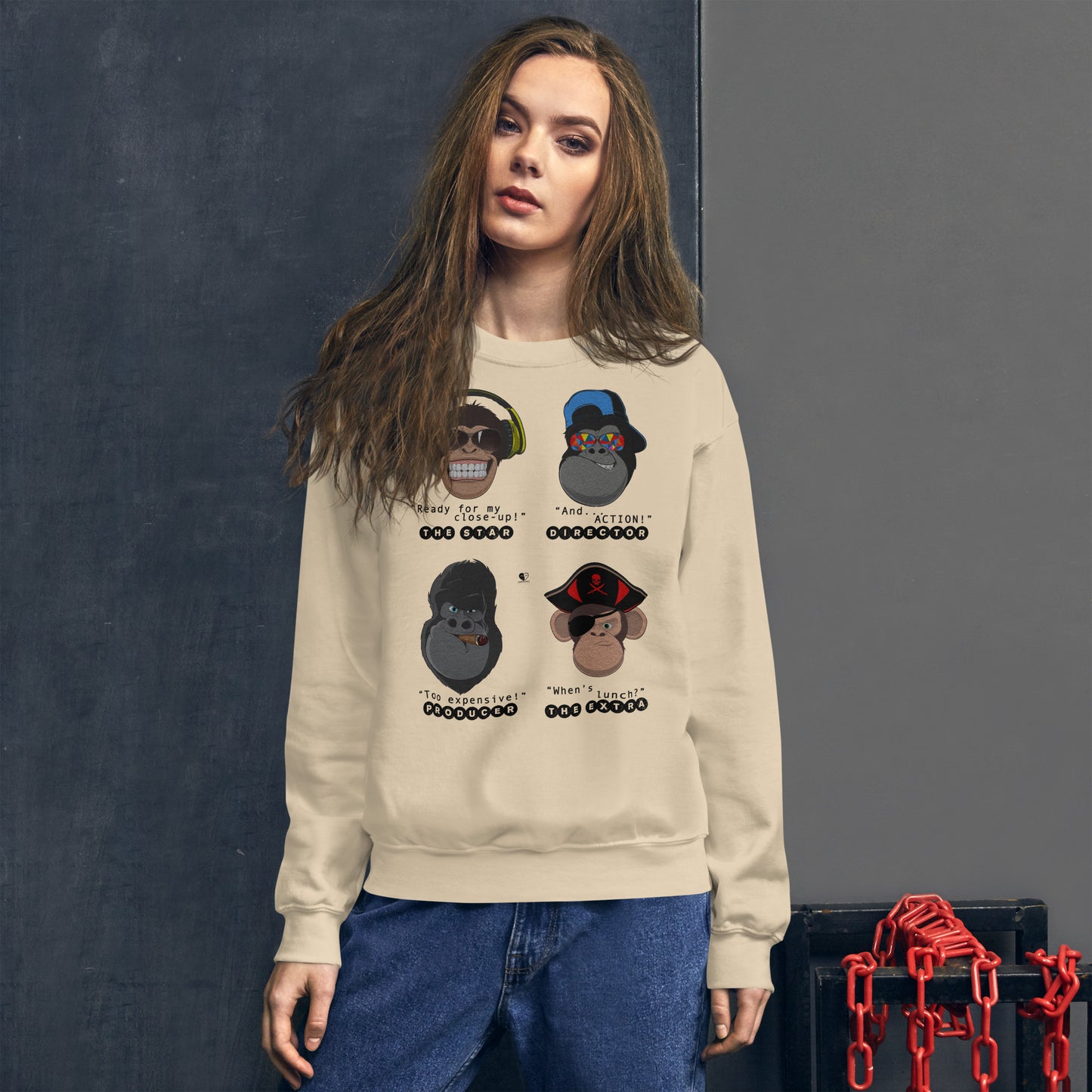 Movie Film Set Monkeys - Printed Staple Unisex Crewneck Sweatshirt