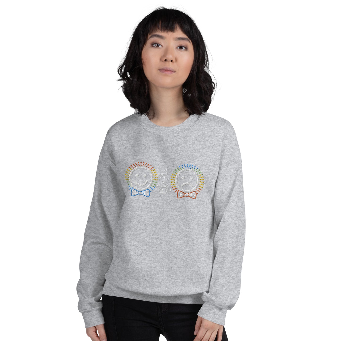 Comedy Tragedy  - Embroidered Staple Unisex Crewneck Sweatshirt