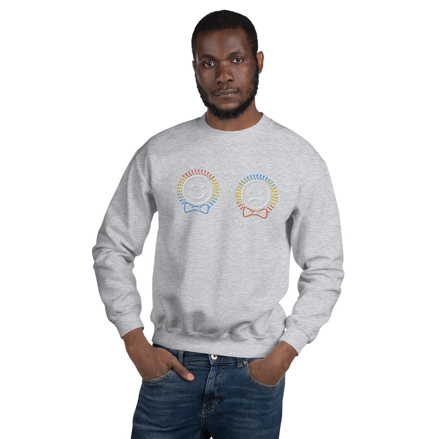 Comedy Tragedy  - Embroidered Staple Unisex Crewneck Sweatshirt