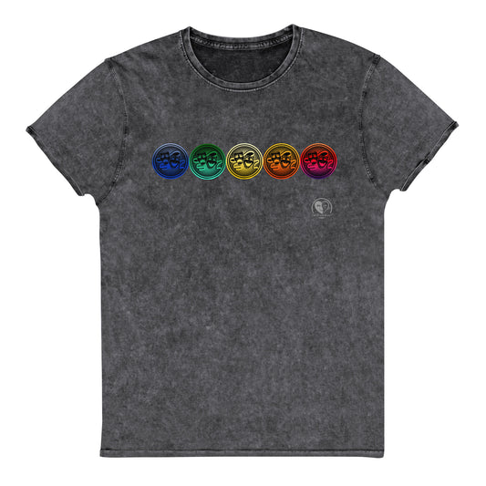 Drama Masks Colorful Denim T-Shirt